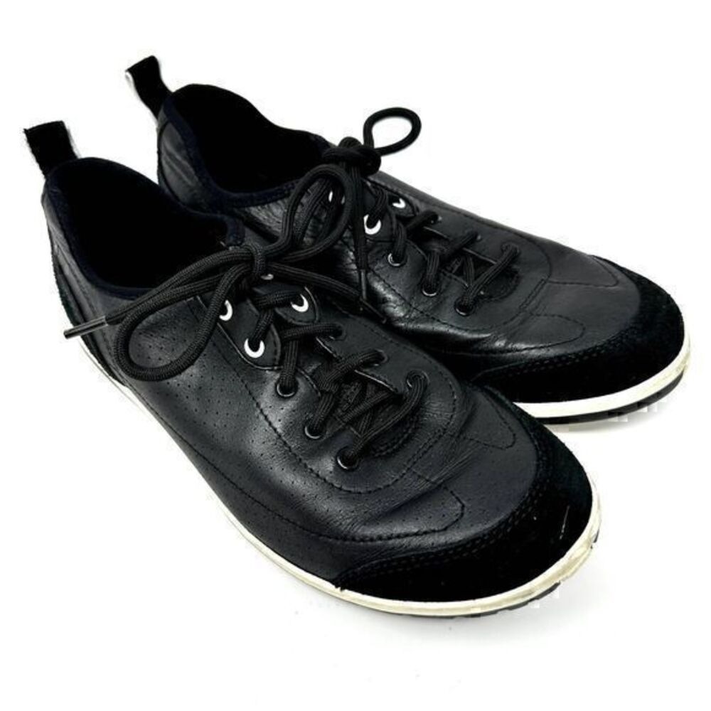 Clarks Womens Black and White Leather Lace Up Sneakers Size‎ 7